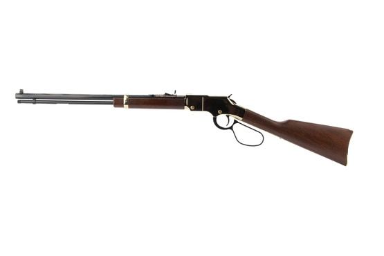 Henry golden boy rifle features a brass receiver